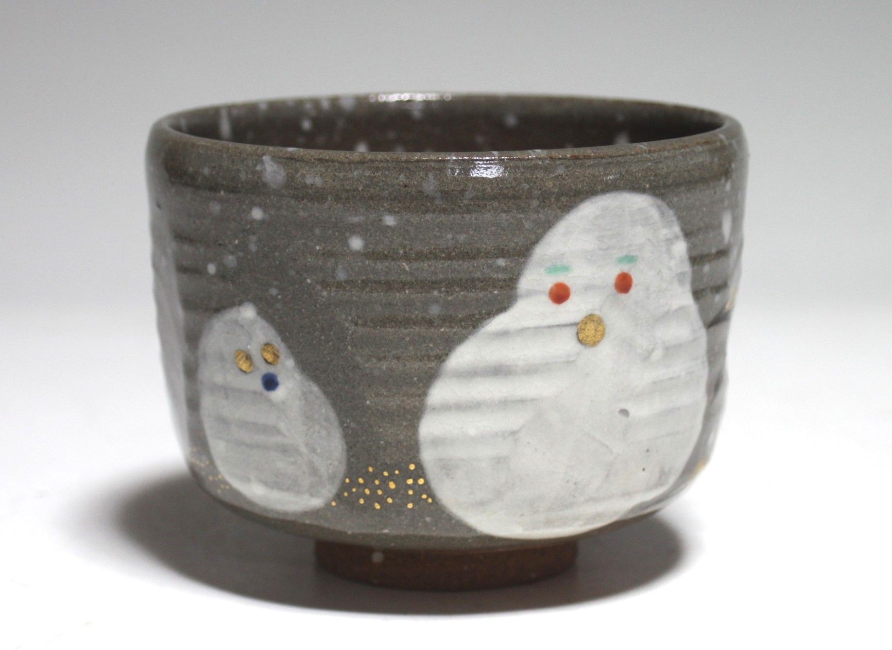 乾山写雪達磨茶碗