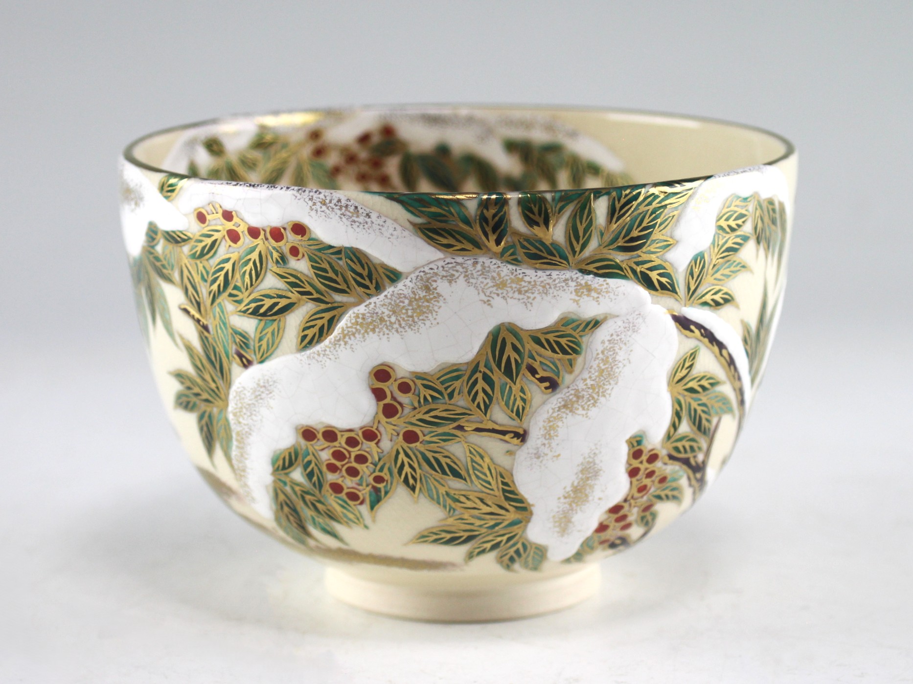 色絵南天画茶碗