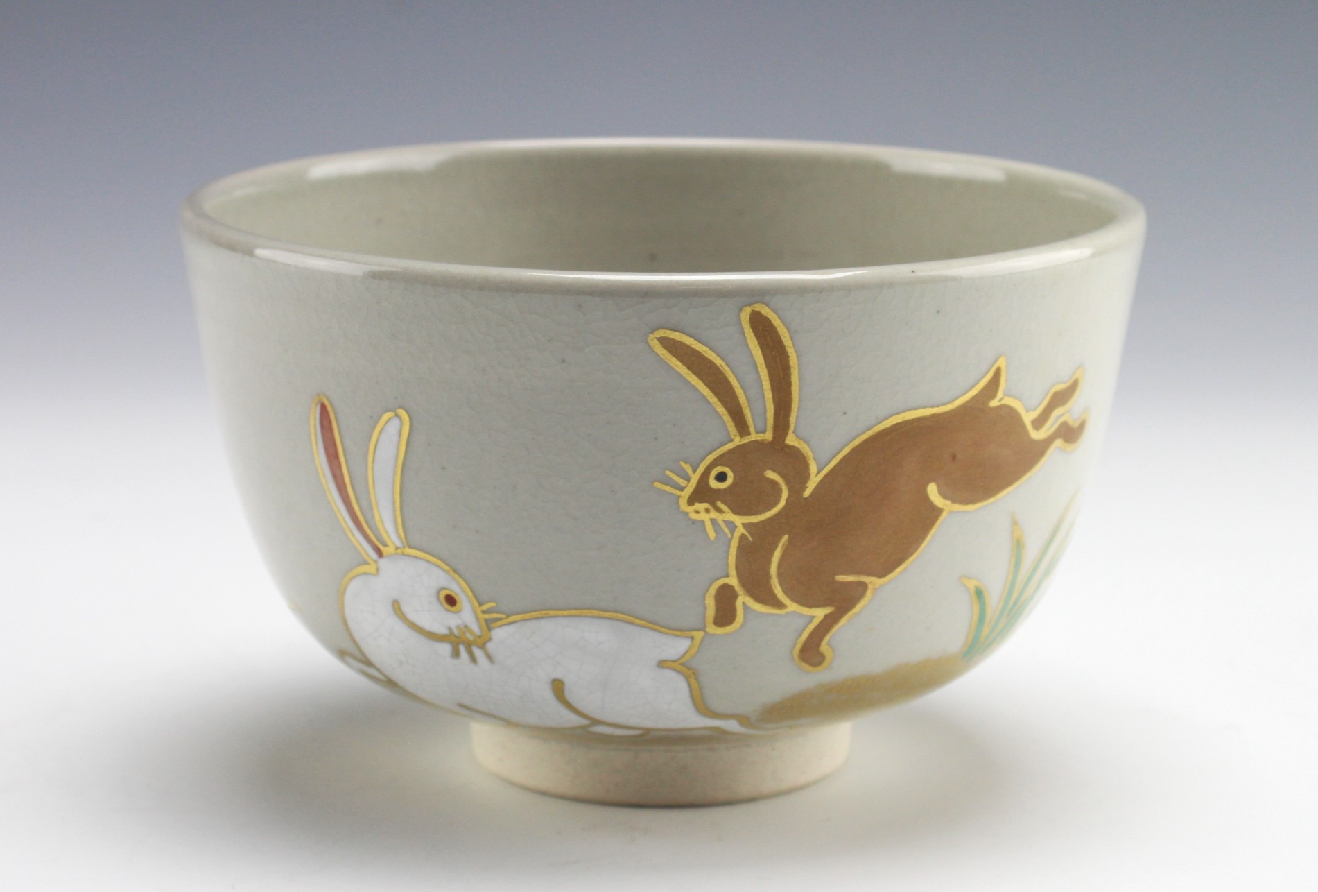 色絵兎道茶碗