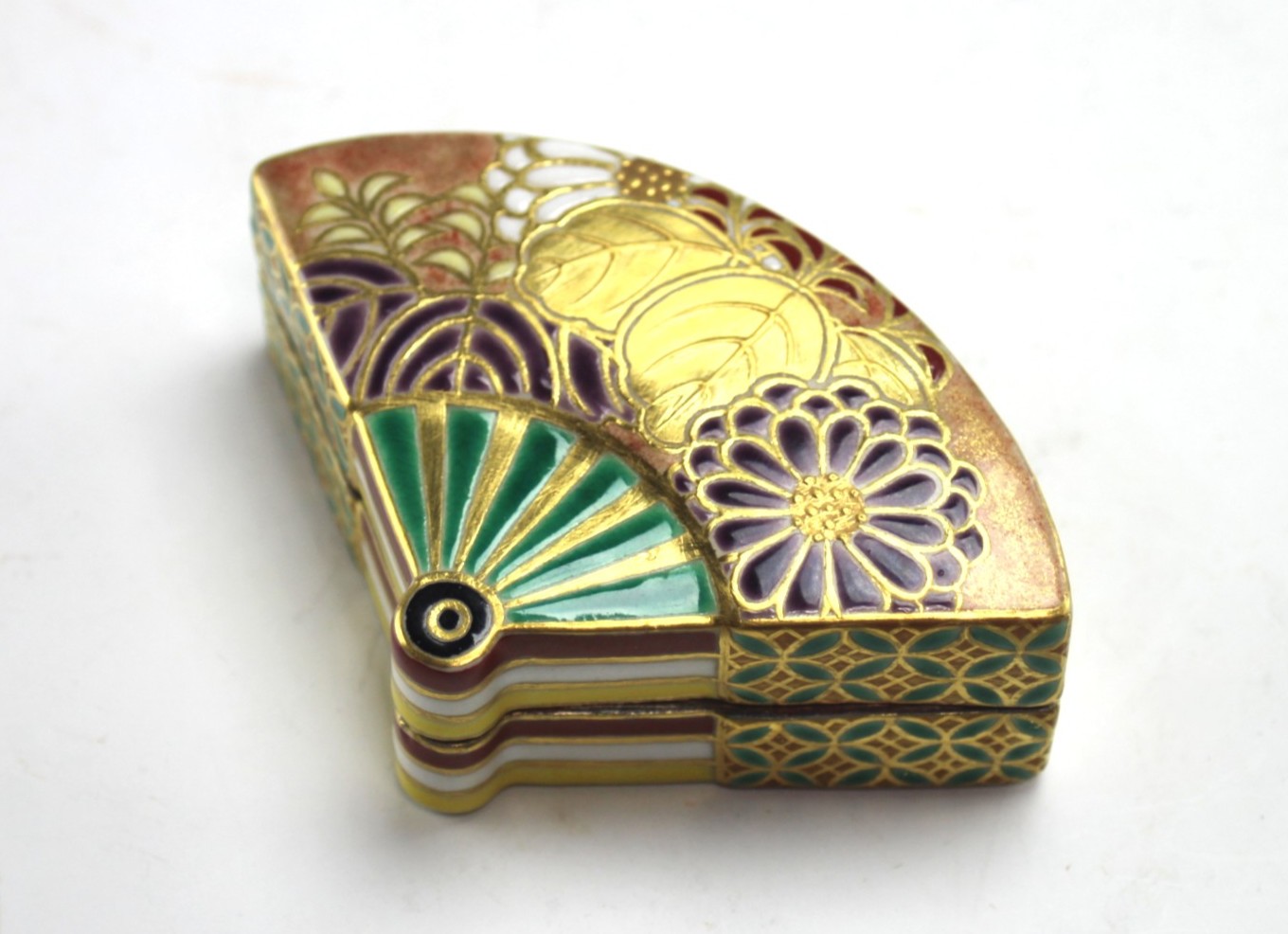 二代 宮川香雲 扇面香合 the 2nd miyagawa, koun fun incense case