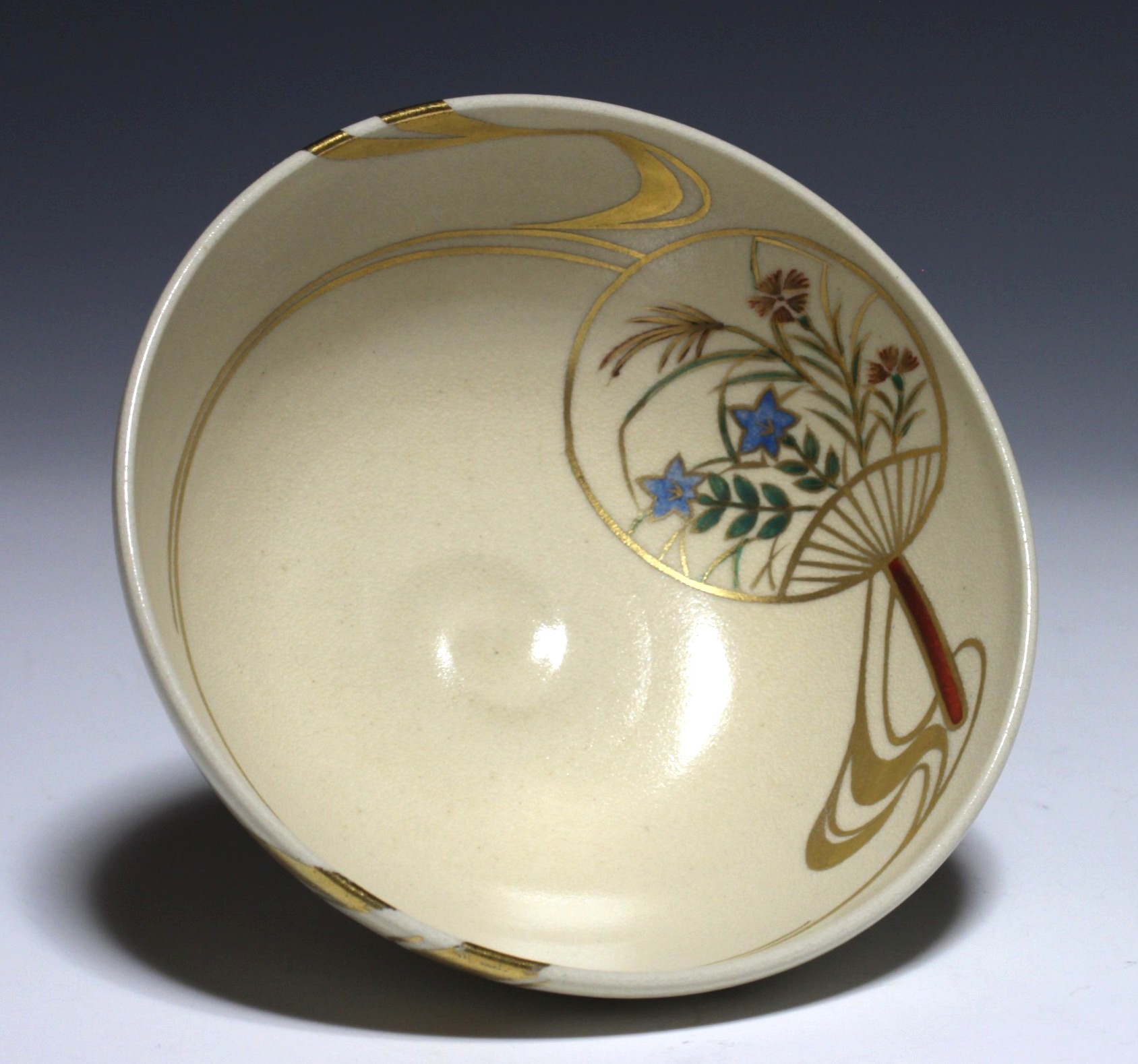 色絵仁清団扇画茶碗