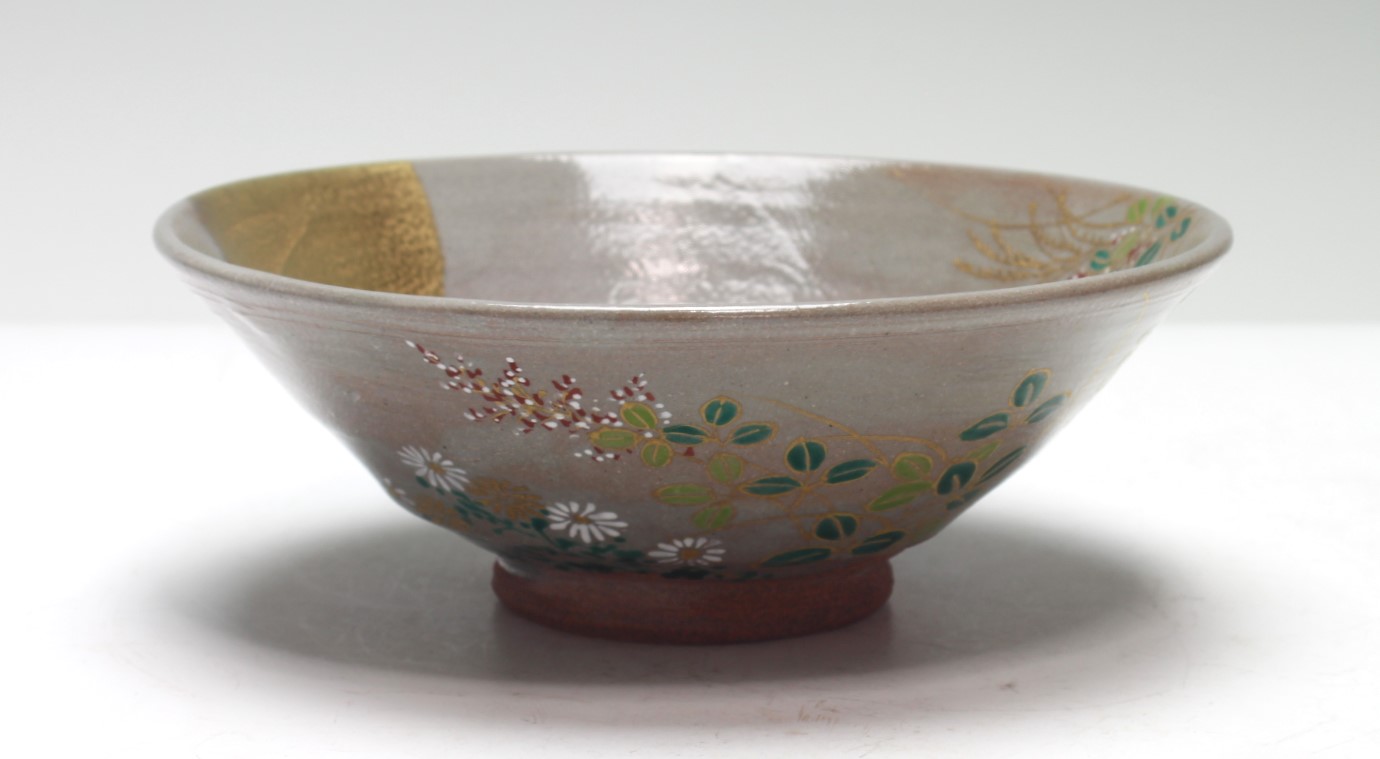 初代 三浦竹軒 む蔵野図平茶碗 the 1st miura, chikuken musashino