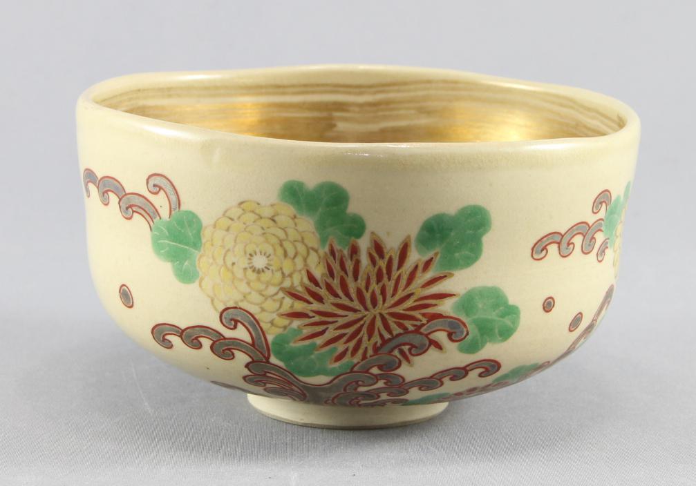 売却済】初代 三浦竹軒 仁清写菊水茶碗 the 1st miura, chikuken 
