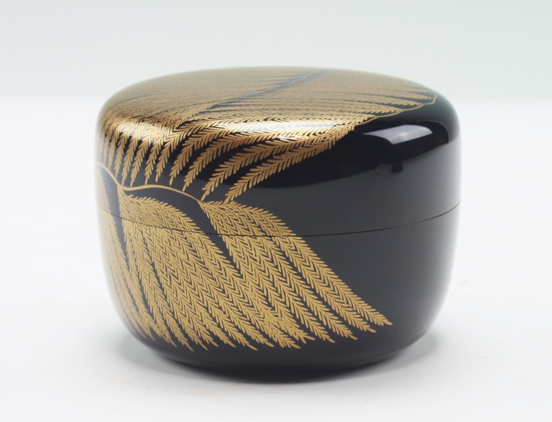 R921棗『中村宗尹作』『黒漆塗』『柳蒔絵』『中棗』共箱茶道具