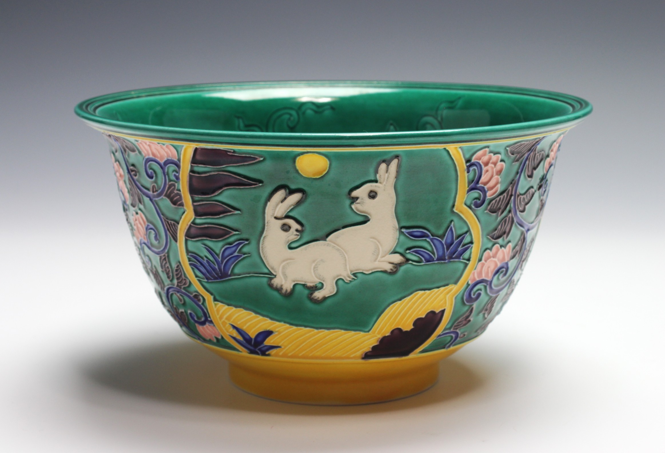 永楽即全 交趾兎水鳥鉢 eiraku, sokuzen cochin rabbit and water fowl