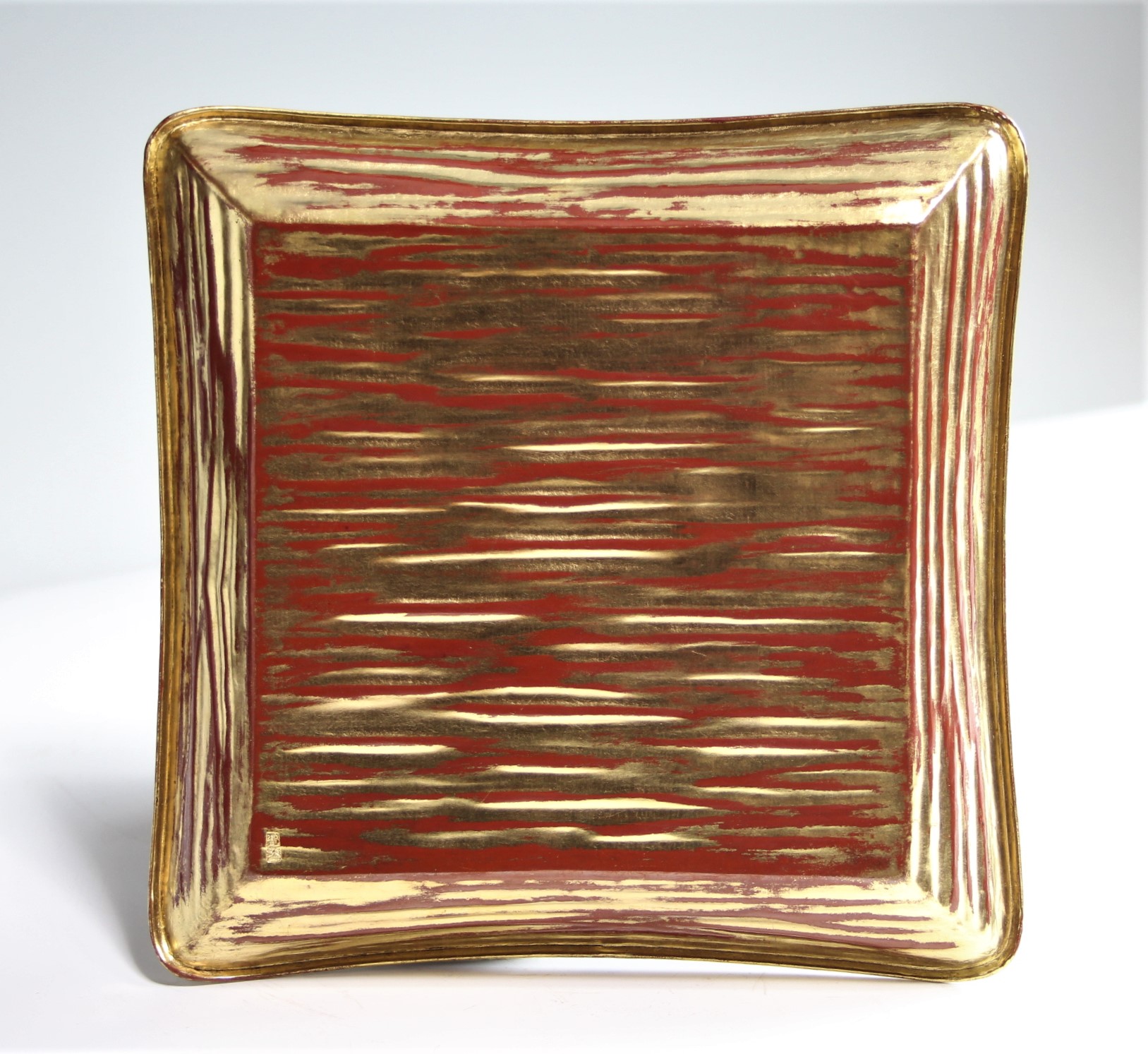 紅銅折タメ四方盆