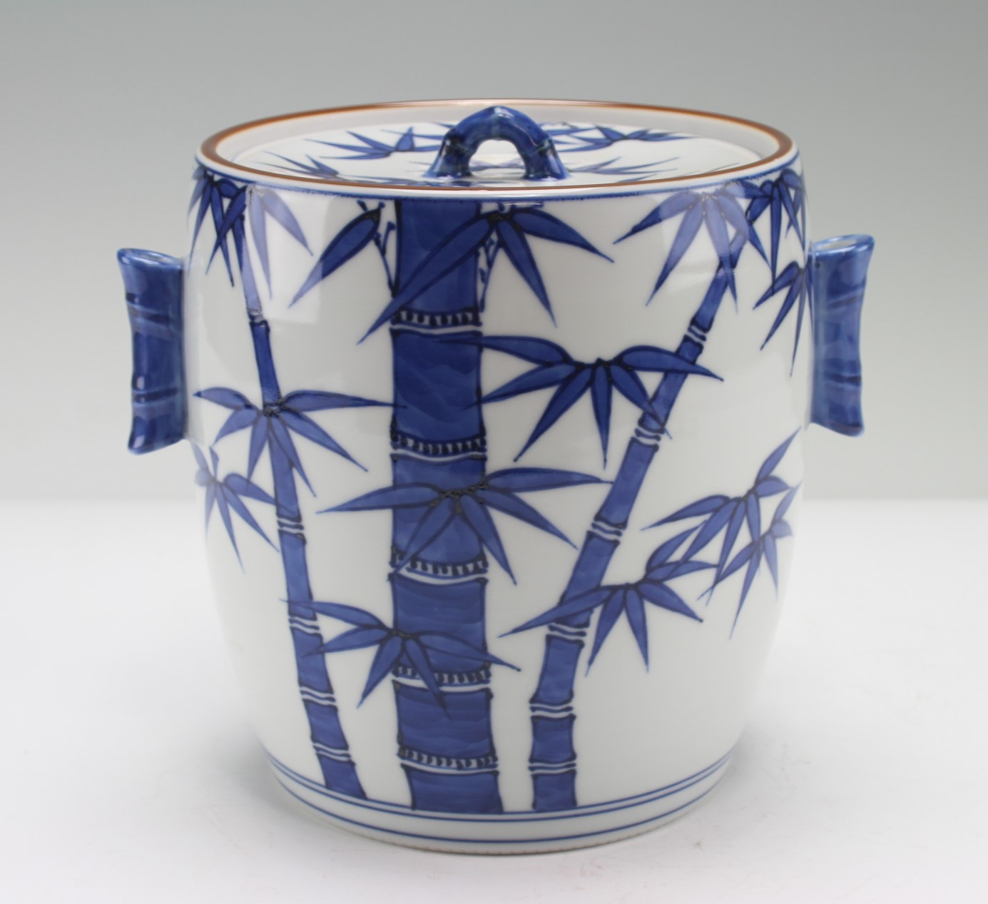 【販売済】四代 三浦竹泉 染付竹耳水指 the 4th miura, chikusen sometsuke water jar with